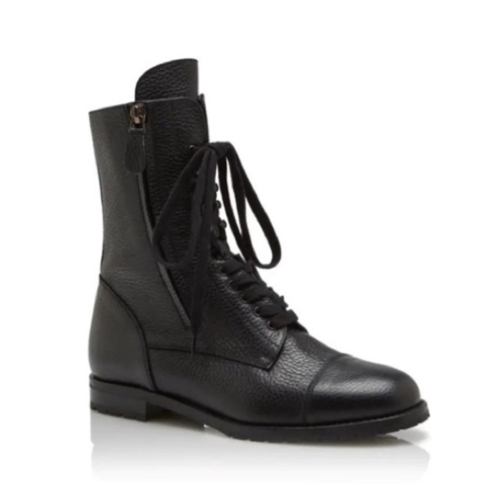 Manolo Blahnik CAMPCHA Black Military/Combat Boot